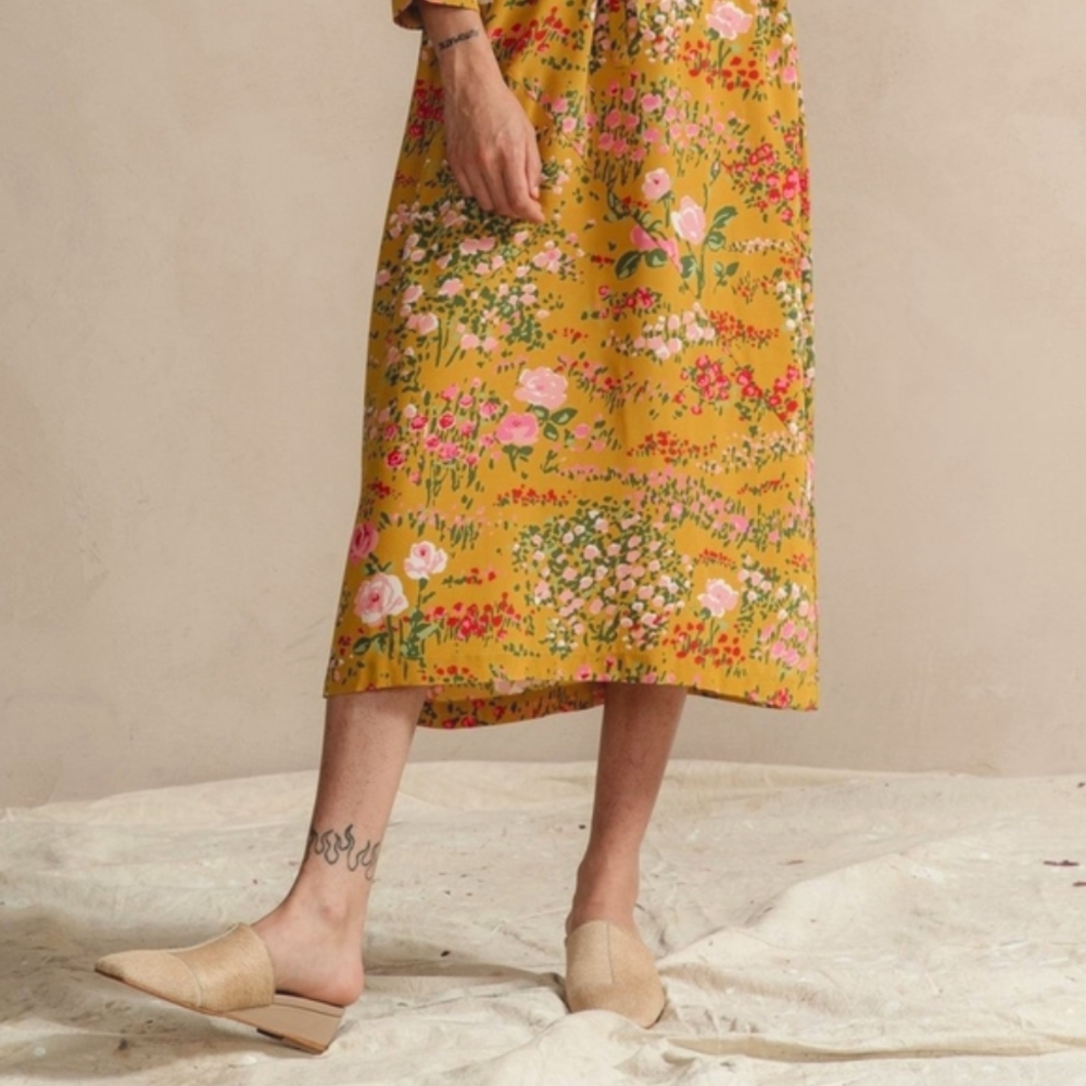 No. 6 Vibrant Yellow Floral Midi Dress - Picture 5 of 16